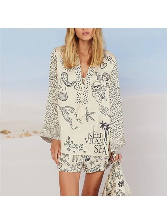 Source Unknown Other - Source Unknown White and Blue Pajama Set